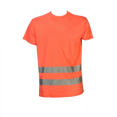 Double face needle drop interlock high visible orange t-shirt